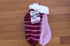 Muk Luks Short Cabin Lined Slipper Socks Nonslip Pink 2 Pack/6-10/NEW