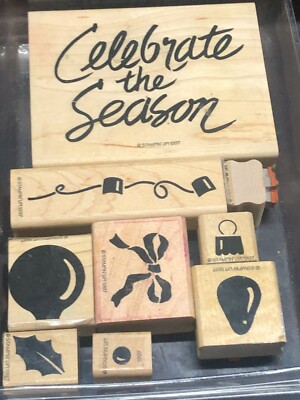 Stampin' Up! Wood Mounted Rubber CELEBRATE THE SEASON Stamp Set NICE | eBay