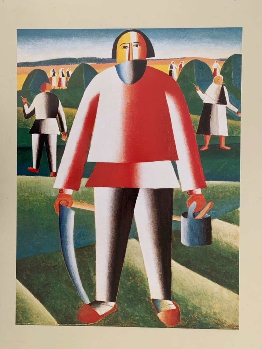 KAZIMIR MALEVICH,'HAYMAKING, 1929' AUTHENTIC RARE 1990's ART PRINT