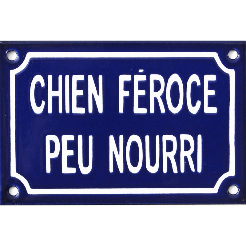 Plaque émaillée Chien Féroce 10x15 cm pour signalisation extérieure de portail