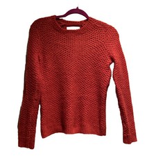     Ann Taylor Loft Deep Coral Round Neck Pullover Sweater XSP Acrylic Nylon