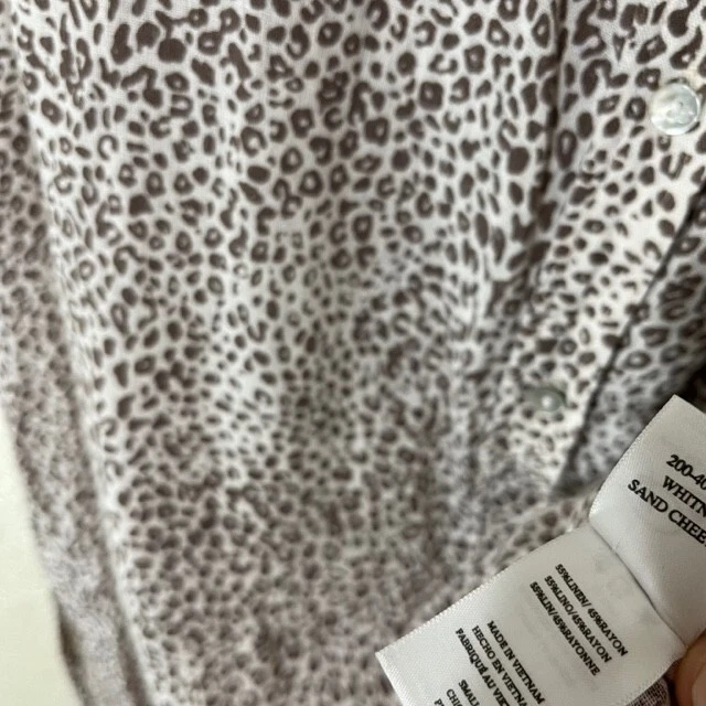 Rails Small Whitney Cheetah Linen Rayon Button Front Short Sleeve Womens Beige - Imagem 4 de 4