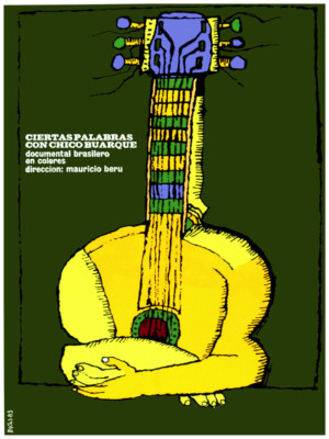 Movie Poster for Brazil film CHICO BUARQUE guitar..Home Room art decor design