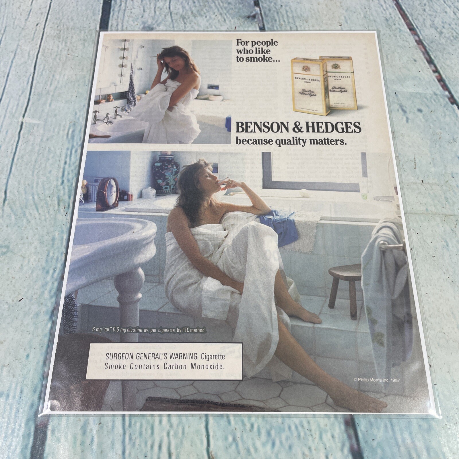 1987 Benson & Hedges Cigarettes Sexy Lady Print Ad/Poster Promo Art Magazine Pg