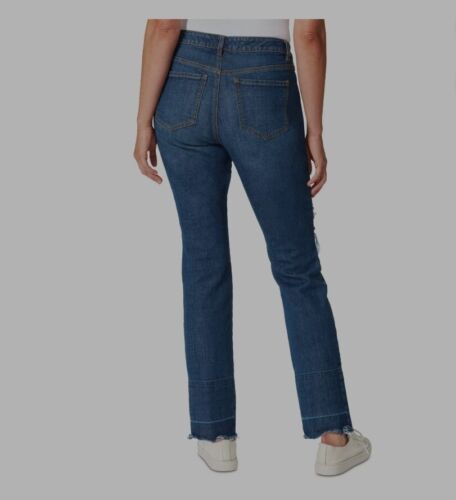Gloria Vanderbilt Womens Navy Denim Distressed Raw Hem Slimming Size 12 - Imagen 3 de 7