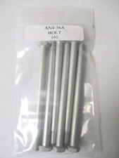 AN4-36A Hex Bolt 1/4-28 x 3-25/32" Steel - Lot of 6
