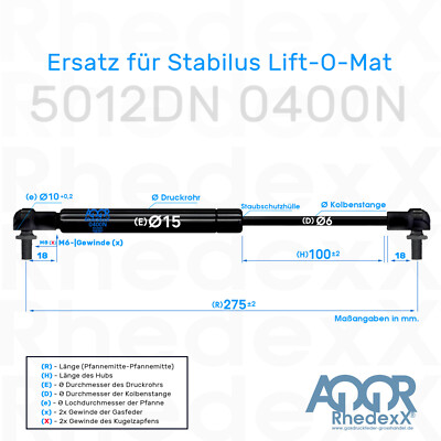 Ersatz für Stabilus Liftomat 095265 400N Gasdruckfeder Ersatz für Stabilus Liftomat 095265 400N Gasdruckfeder