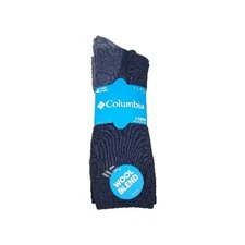 Men's Columbia 4 pack Mi-Chaussettes Crew Socks Blue Black Size 6-12 Wool Blend 