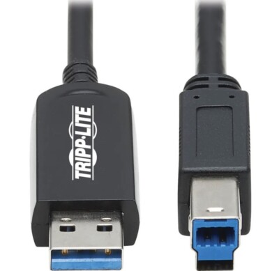 Tripp Lite U328F-15M USB 3.2 Gen 1 Fiber Active Optical Cable, M/M, Black, 15 m