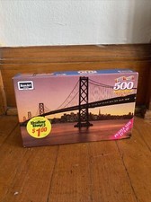 New Vintage  500 Piece Puzzle Oakland Bay Bridge 13" x 19" Rose Art Sealed