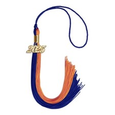 Endea Graduation Royal Blue/Orange Tassel With Gold Date Drop