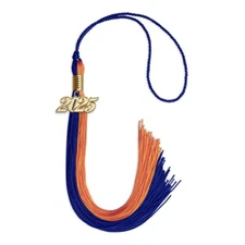 Endea Graduation Royal Blue/Orange Tassel With Gold Date Drop