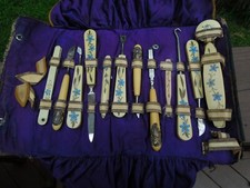 14 Piece Victorian Celluloid Vanity Dresser Manicure / Grooming Set Accessories
