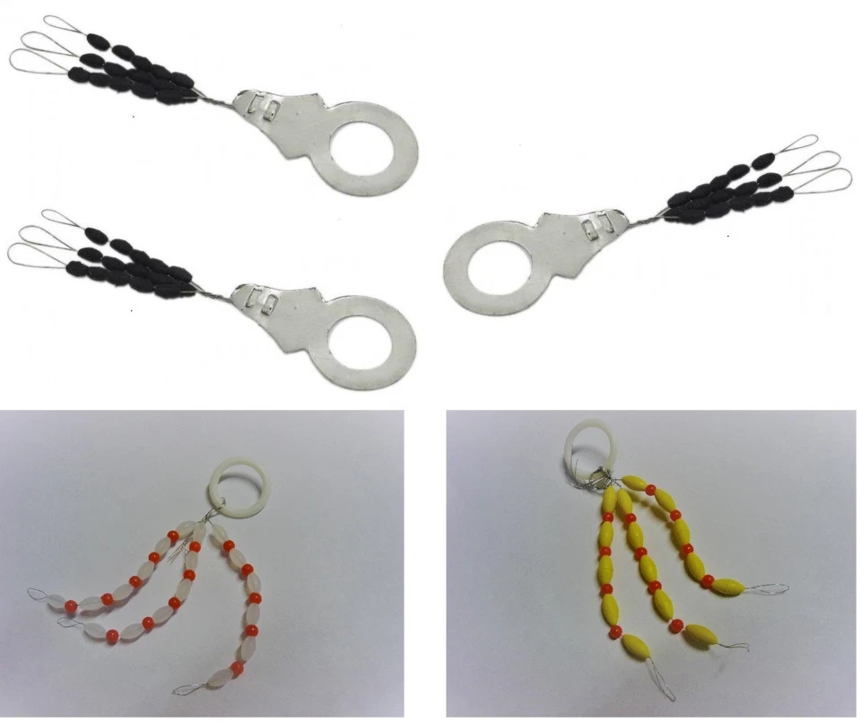 3 Packungen (45St.) Schnurstopper Gummistopper schwarz gelb klar mit Perlen Behr