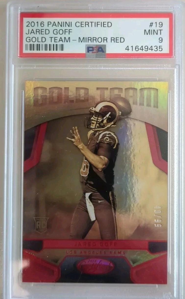 Jared Goff Panini Certified Gold Team #19 Mirror Red
