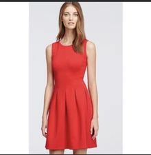 H&M Red Orange Fit & Flare Skater Swing Knee Length Dress Size: L