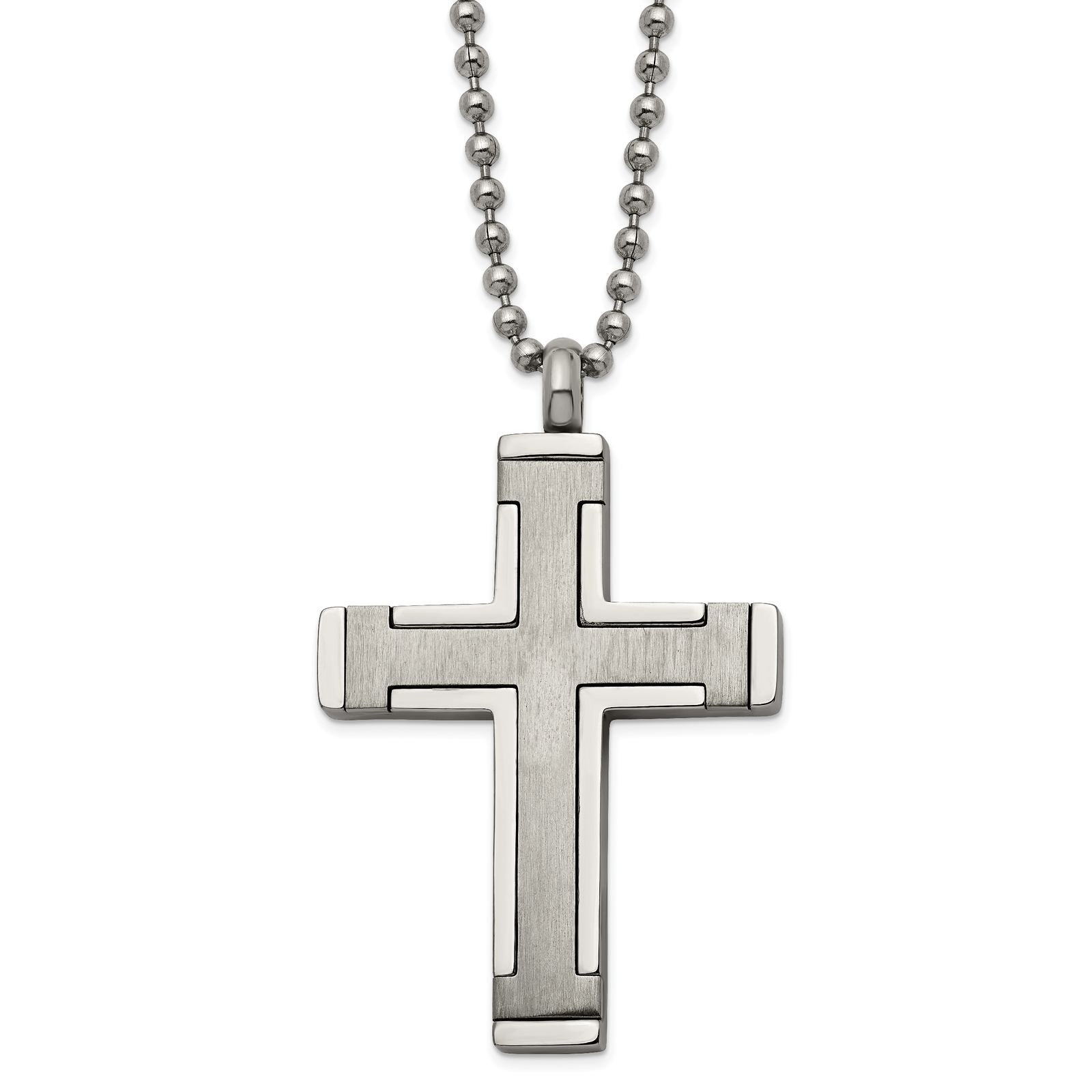 Avariah Chisel Titanium Brushed and Polished Cross Necklace - 22