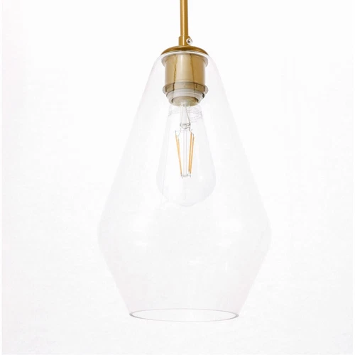 Pendant Brass and Black Modern Light Glass Shade Kitchen Ceiling Hanging Fixture - Picture 8 of 12