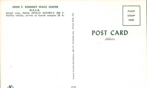 NASA Vista Aérea Apolo Saturno V Vehículo Lanzamiento Complejo 39A Cromo Postal UNP - Imagen 2 de 2