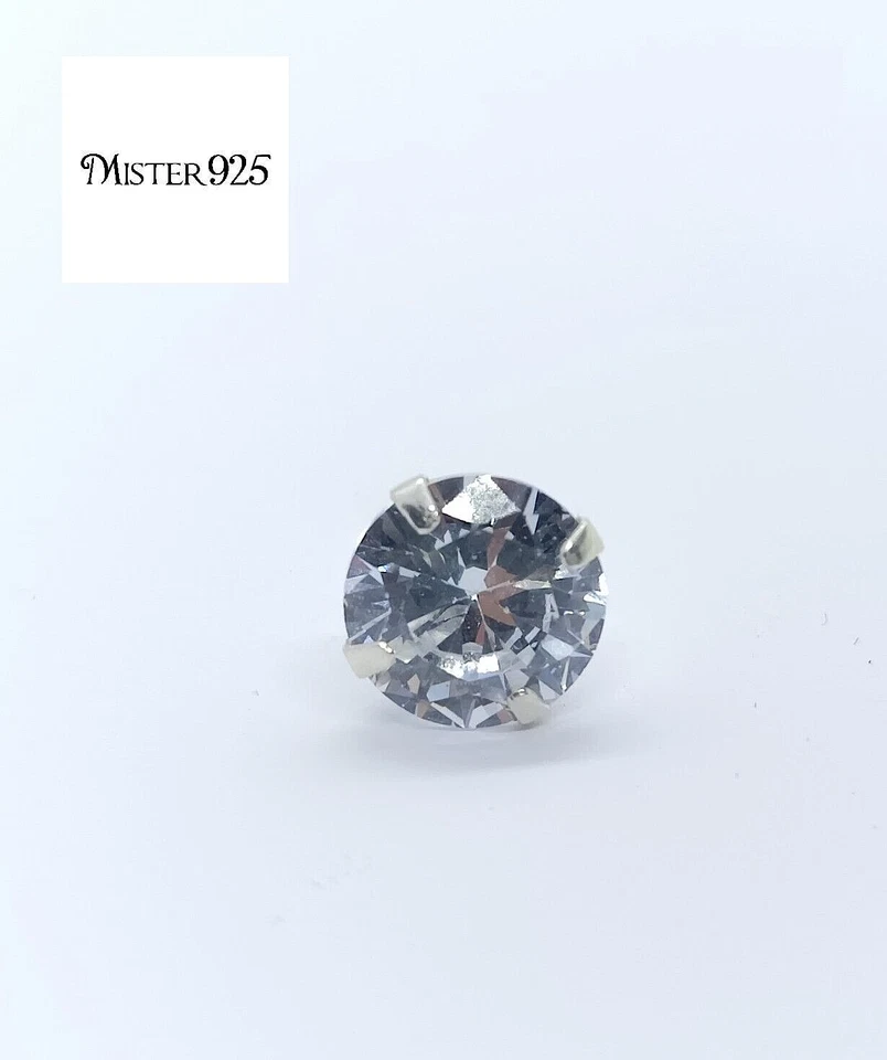 Orecchini uomo argento 925 solitario punto luce zircone 10 mm brillante 3,5 kt - Immagine 2 di 4