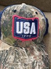 USA 1776 Cap CAMO Distressed Unmarked Hat Adjustable OSFM Camo Brown -Preowned — photo 2