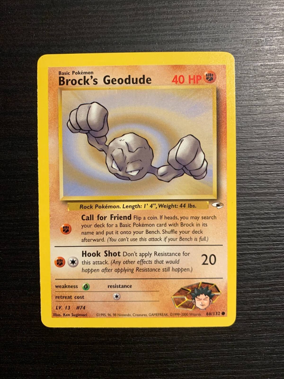 Brock's Geodude 66/132 Common Pokemon Gym Heroes Unlimited WOTC NM 2000