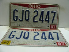 2017 Ohio License Plate  GJQ 2447     PAIR     Vintage  10222