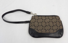 Longaberger Signature Wristlet Brown Black Fabric With Leather Trim