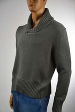 Ralph Lauren Mens Shawl Collar Gray Heather Sweater- Small- NWT