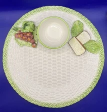 The Mane Lion Chip & Dip Bskt. Weave Cheese & Grapes 12.5" Platter Made In Italy