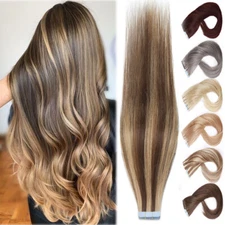 Balayage Tape In 150G Skin Wefts Real Remy Human Hair Extensions Italy Full Head