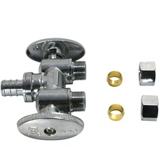 1 Pack XFITITNG 3/8" x 3/8" OD Comp. x 1/2" Pex Dual Straight Valve