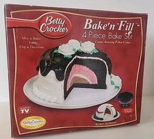 Betty Crocker Bake 'n Fill Cake Pan Set w/ Dome 4 Piece NEW NIB