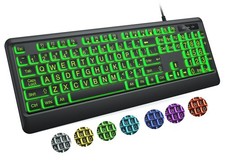 Large Print Backlit Keyboard Wired USB Lighted Computer Keyboards with 7-Color