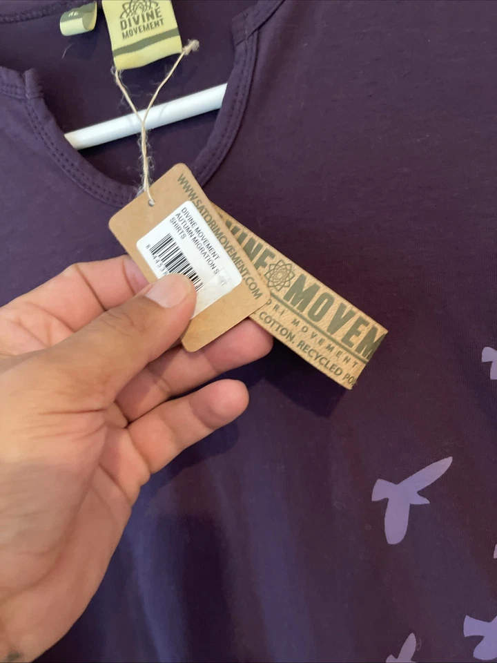 Camisa Top Satori Movimiento Divino MIGRACIÓN DE OTOÑO Púrpura XL NUEVA CON ETIQUETAS Foto 4 de 4