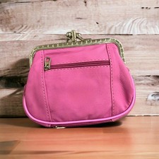 Pink Genuine Leather Woman Coin Purse Double Frame Change Wallet
