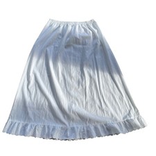 Vtg cottagecore White Cotton Eyelet Lace Ruffle Hem Slip Maxi Underskirt Skirt