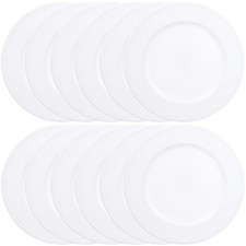 Set of 12 White Charger Plates with Beaded. 13" Reusable Plastic Table Charge...