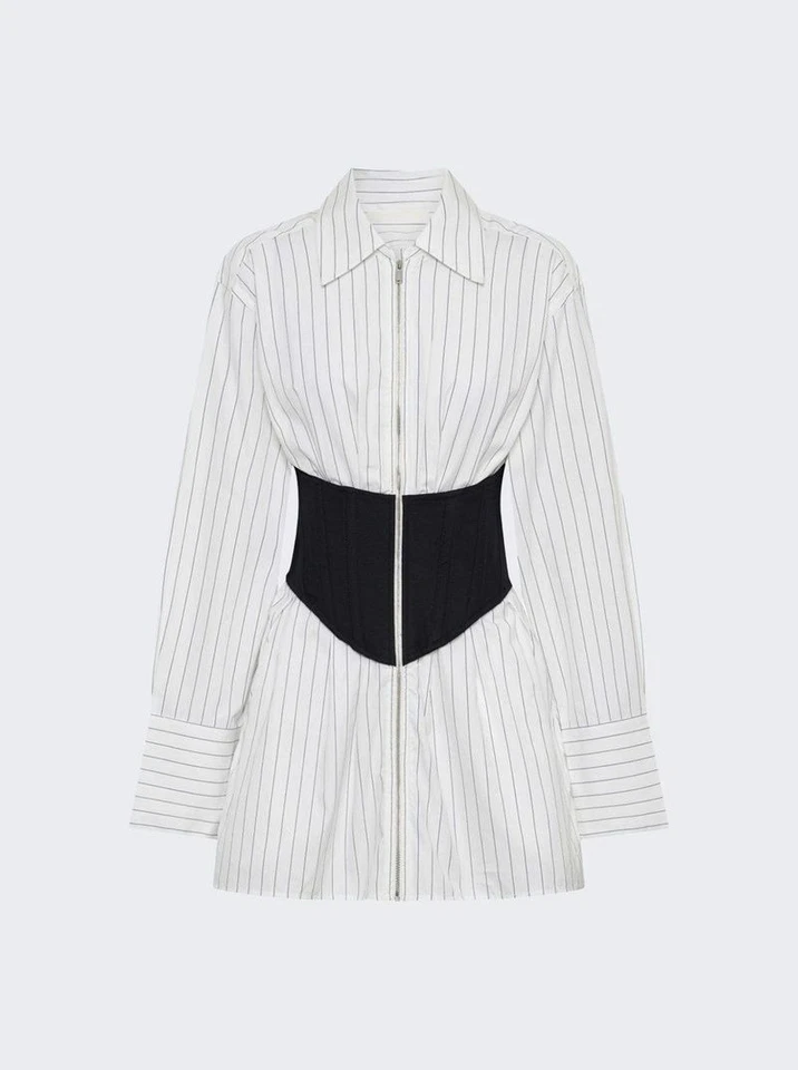 Vestido Corsé Camisa Interna DION LEE $870 Blanco con Rayas Negras Talla 2 Foto 4 de 4