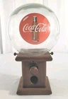 Vintage Coca Cola Logo gumball machine Wooden Base Glass Globe nuts candy gum