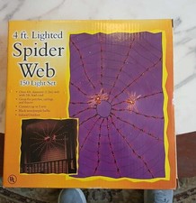 Halloween Lighted Spider Web 4 Feet 150 Purple Lights New in Box