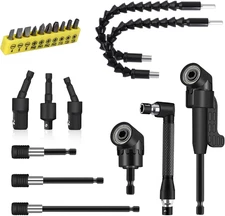 21 Pcs Right Angle Drill Attachment Set Includes 2Pcs Flexible Drill Bit Extensi