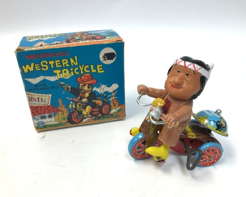 Vintage Marx Native American Mechanical Western Tricycle in Original Box