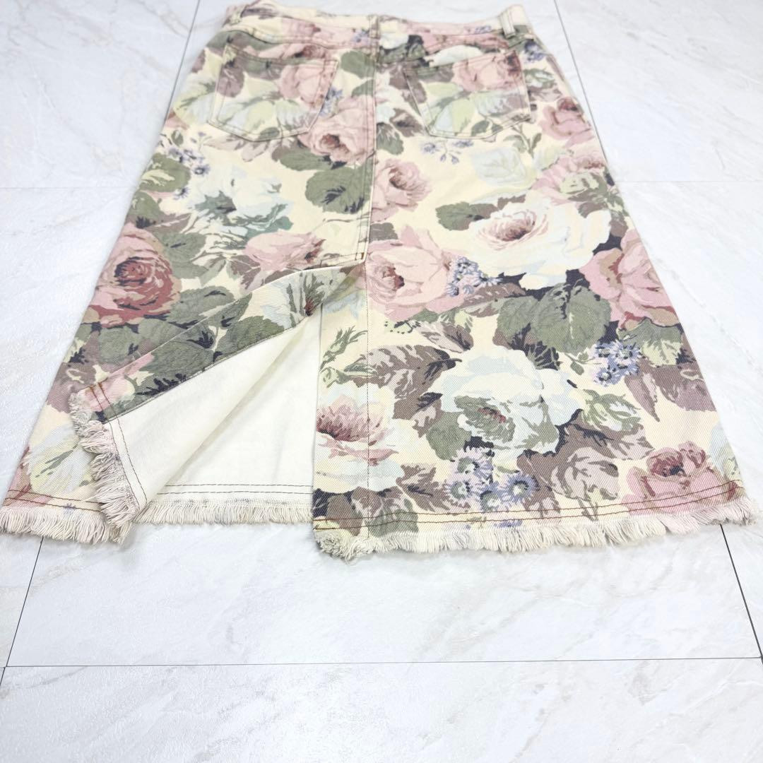 Junya Watanabe Comme des Garcons Denim Floral Skirt S Off White Ivory Multicolor thumbnail 8