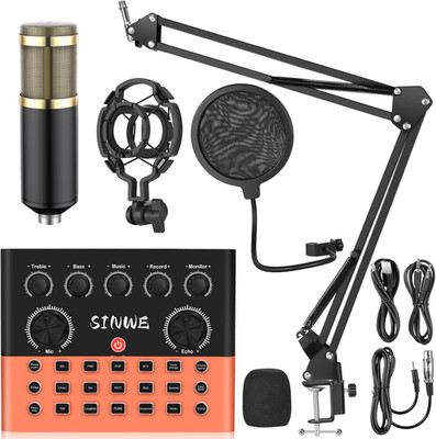 F993 Podcast Bundle BM-800 Mic Recording Studio Kit Voice Changer Orange
