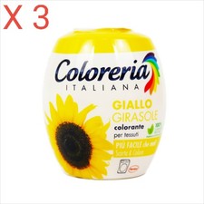 3 PEZZI COLORERIA ITALIANA COLORANTE TESSUTI LAVATRICE GIALLO GIRASOLE 350 GR