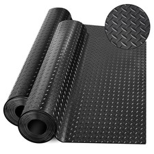 Diamond-Plate Rubber Flooring Rolls, 21FT 17.3"L x 5.9"W x 0.1"Th, Black