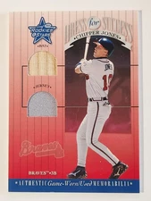 CHIPPER JONES DFS 19 2001 Leaf Rookies Stars DRESS for SUCCESS BAT/JERSEY BRAVES