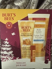 BURT'S BEES Honey Pot 3 Piece Gift Set NEW Lotion,Grapeseed Hand Cream,Lip Balm