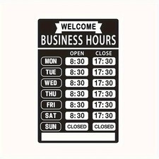 2D Flat 12x8 Inch Iron Business Hours Sign Classic Metal Wall Hanging Decor